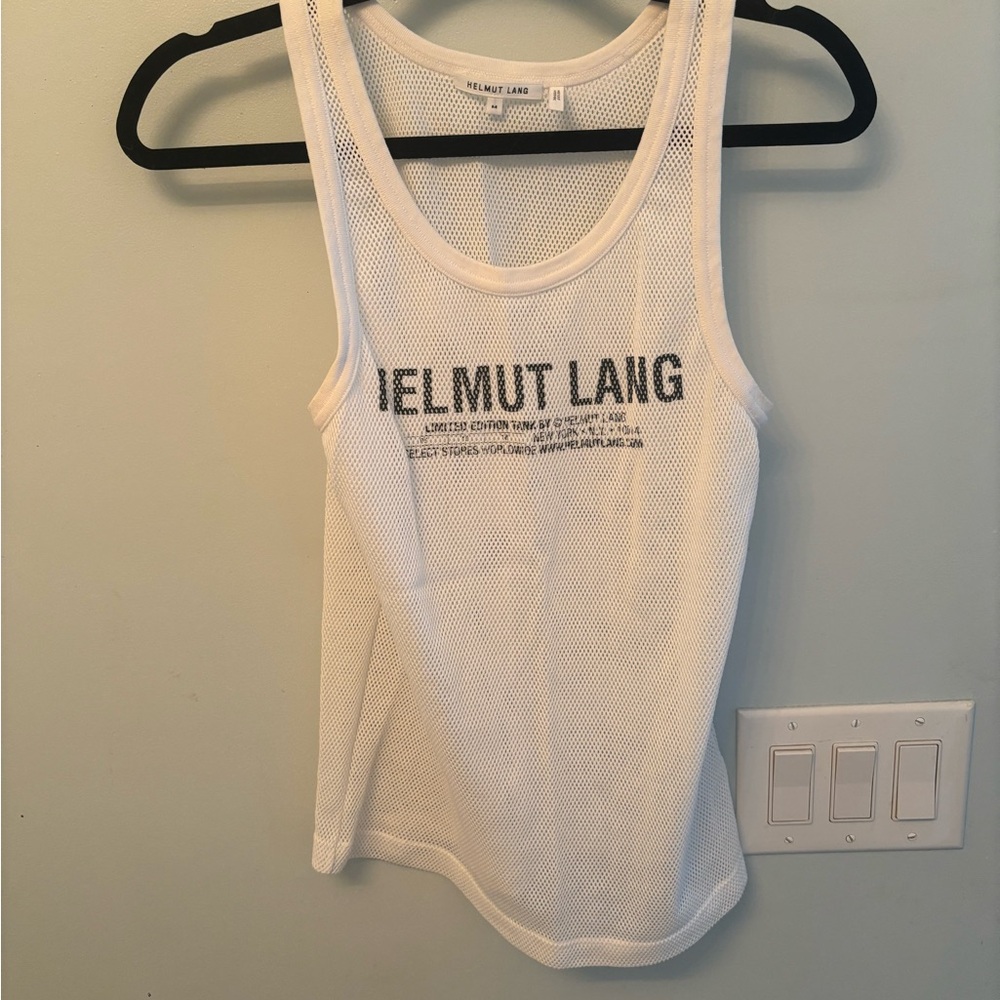 Helmut Lang Ivory Mesh Sleeveless Top